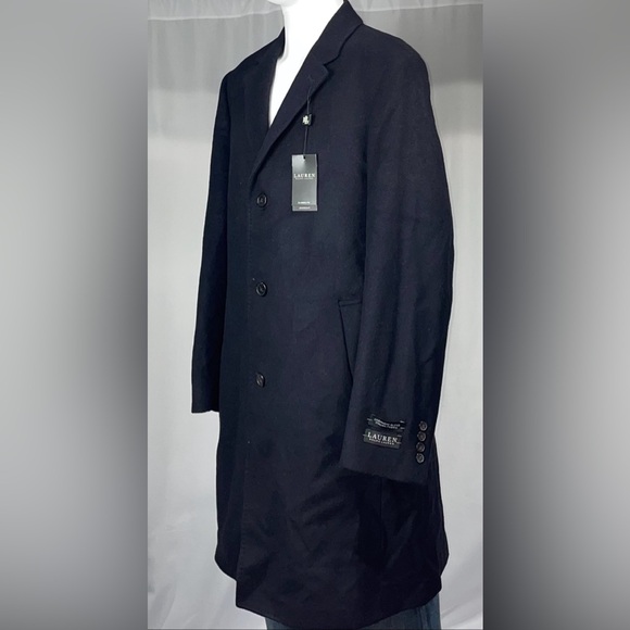 Lauren Ralph Lauren Men's Blue Cashmere Wool Overcoat Coat Jacket Size 38R New - Picture 2 of 7